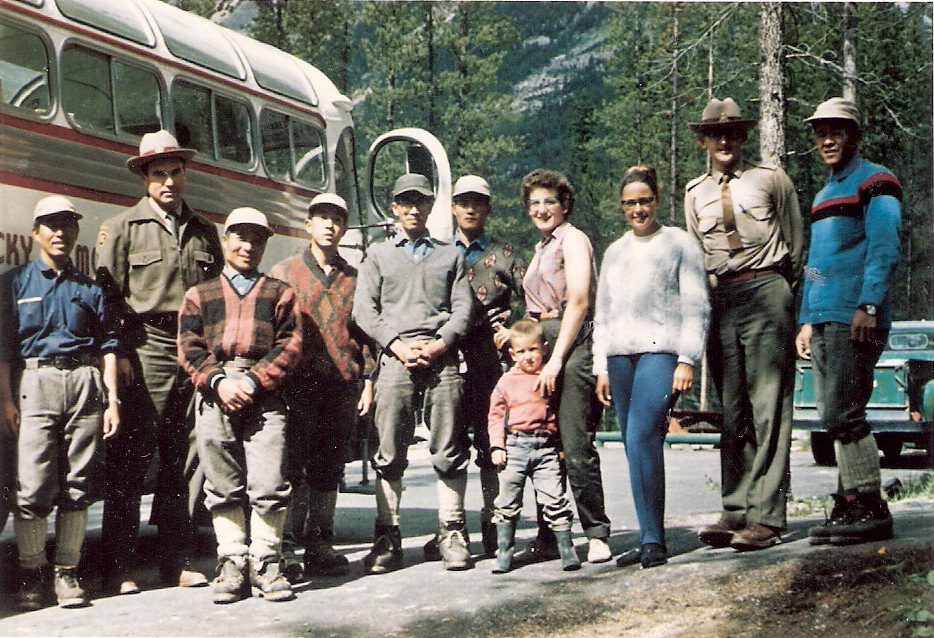 Japanese Climbing Party with wardens Max Winkler and Abe Loewen 1964 Jasper National Park