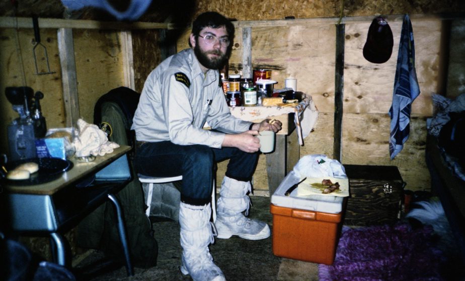 Wood Buffao_1986_Bill Dolan at Gabe Sepp (trapper) line cabin