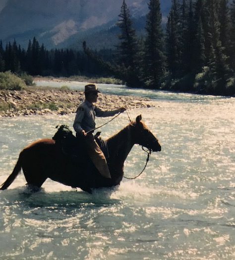 Doug crossing river