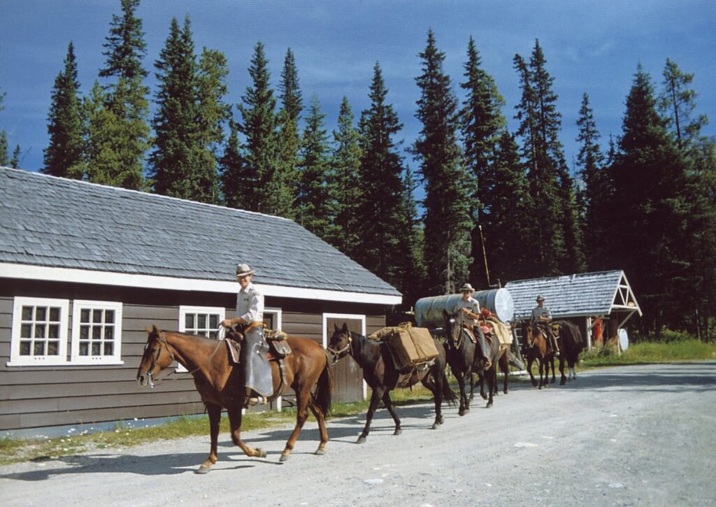 Heading out from Marble Canyon Warden Station circa 1979. John Taylor, Peter Enderwick and Doug Wilkinson. The warden station, like so many others, was demolished in the late 1990s.