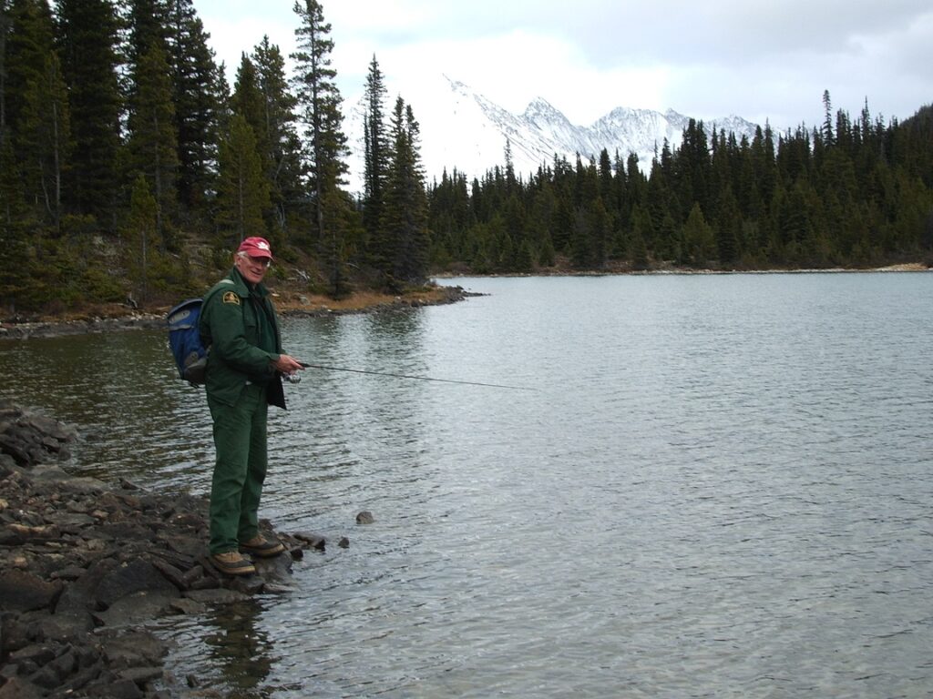 A little after hours aquatic survey at Caribou Lakes, Jasper National Park, circa 2005. Photo by Rod Wallace.
