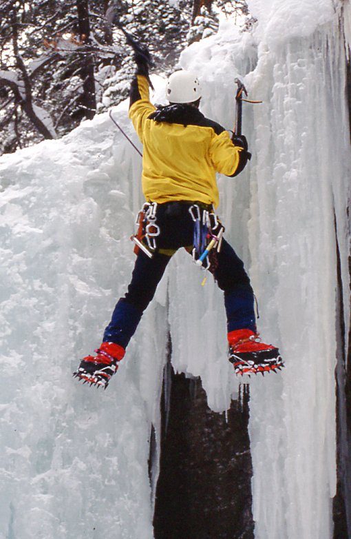 Terry Willis on an ice climb in Yoho National Park