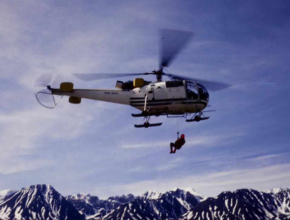 Alouette III, I hung onto by one arm when I got my foot stuck